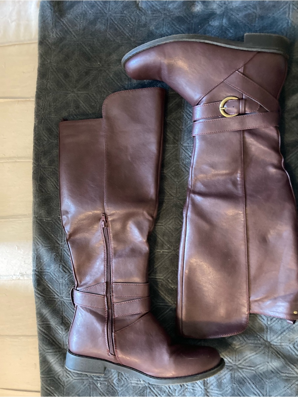 JustFab Women's Over-The-Knee Buckle Boots in Dark Brown